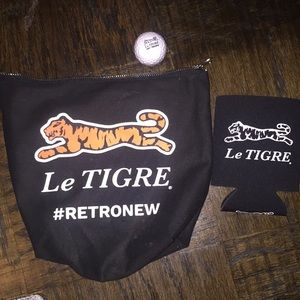 Le Tigre bag, koozie and lip balm